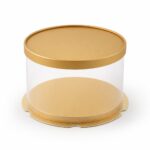 Boîte Gâteau Transparente Dorée