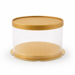 Boîte Gâteau Transparente Dorée – Image 2